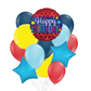 Satin Banner On Red Happy Birthday Balloon Bouquet