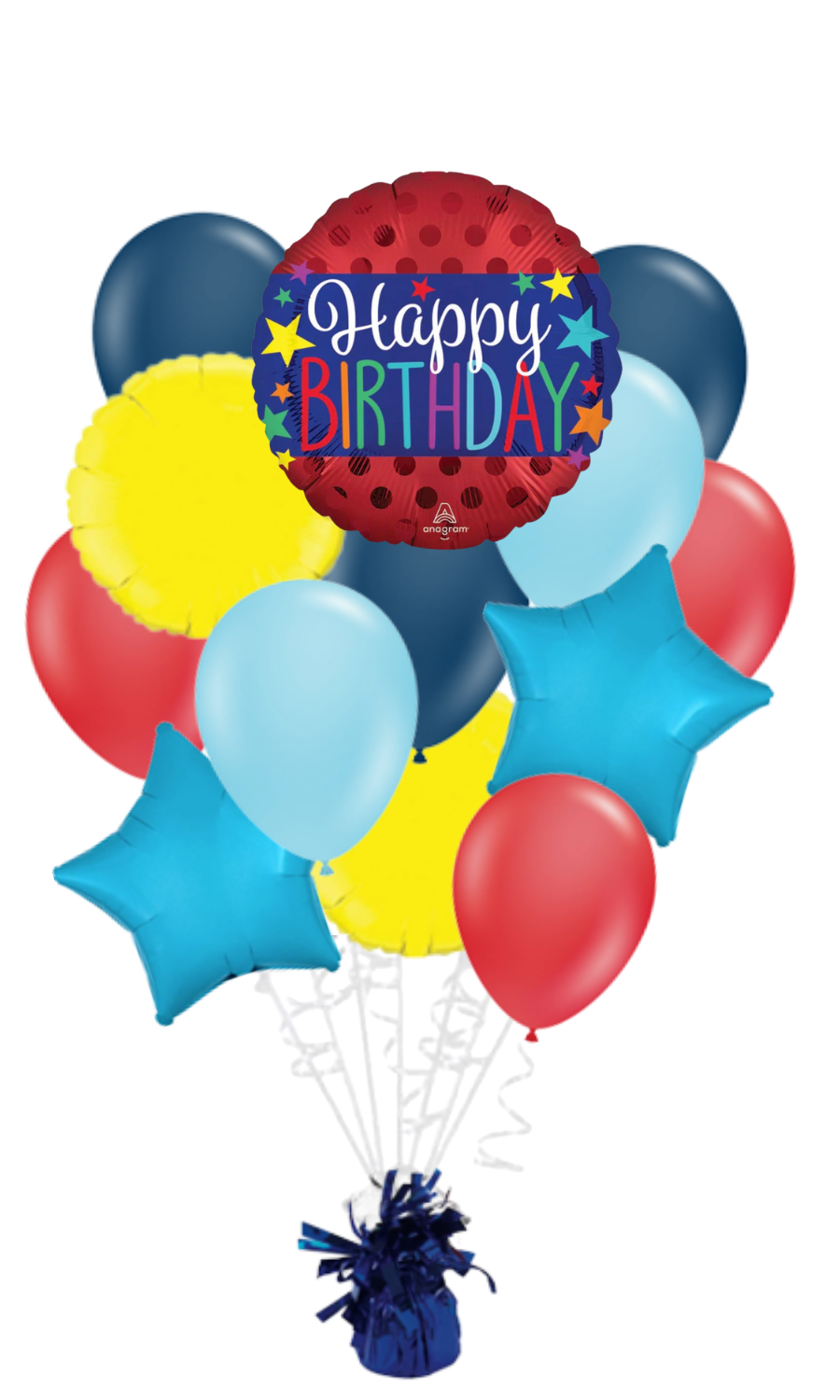 Satin Banner On Red Happy Birthday Balloon Bouquet