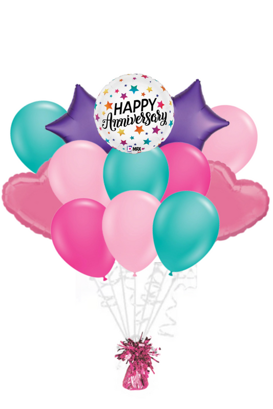 Colorful Star Happy Anniversary Balloon Bouquet