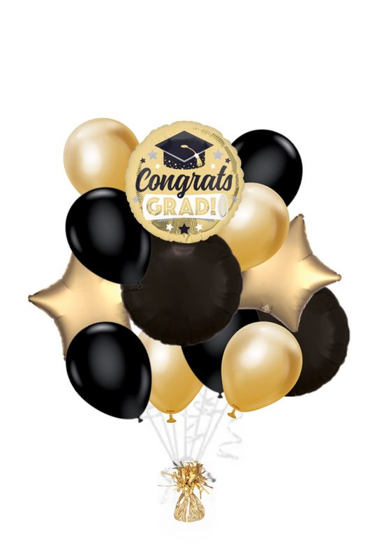 Congrats Grad Shiny Gold Balloon Bouquet