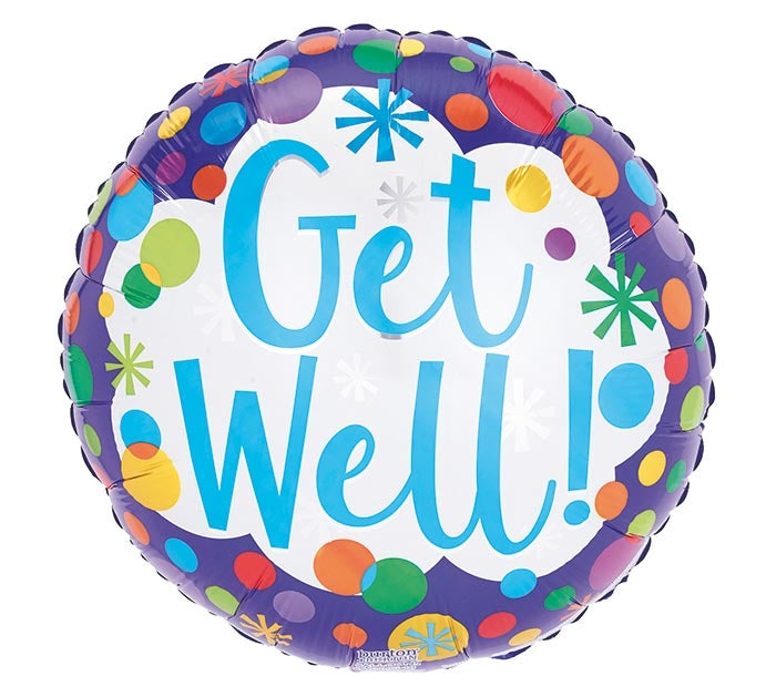 Polka Dot Get Well Soon Foil Balloon