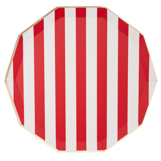 Cherry Red Signature Cabana Stripe Dinner Plates
