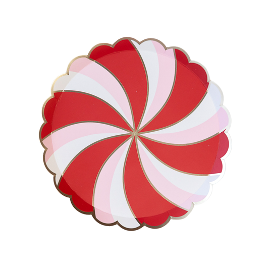 Christmas Peppermint Candy Small Scalloped Plates