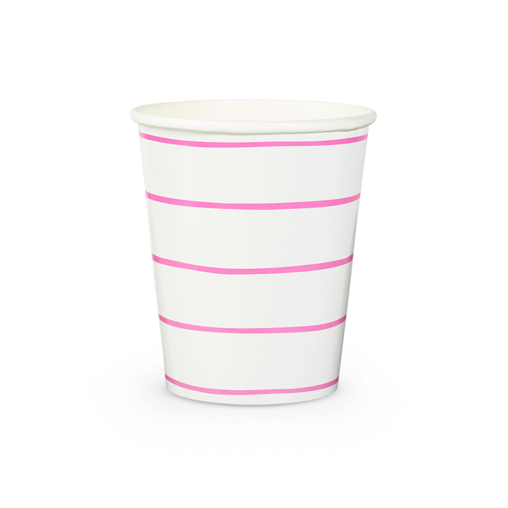 Cerise Frenchie Striped Cups