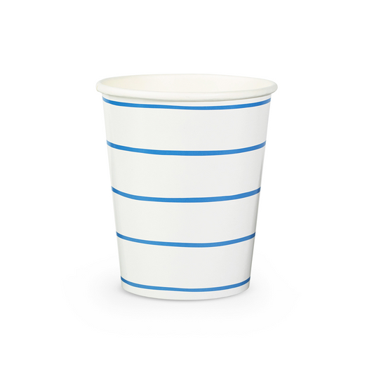 Cobalt Frenchie Striped Cups