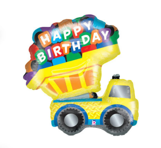 Construction Truck Happy Birthday Foil Balloon