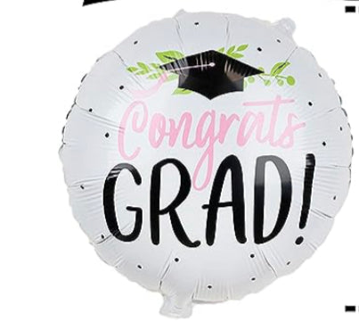 White and Pink Congrats Grad Foil Balloon
