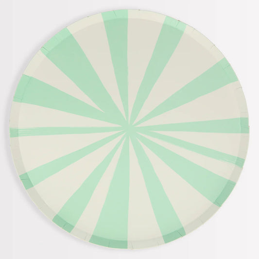 Mint Stripe Dinner Plates