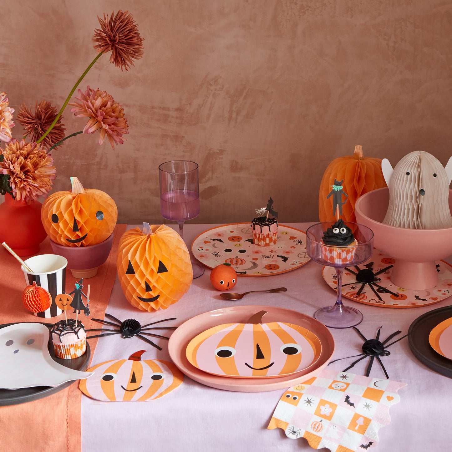 Pink & Orange Stripy Pumpkin Napkins