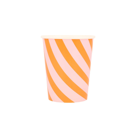 Pink and Orange Stripy Cups