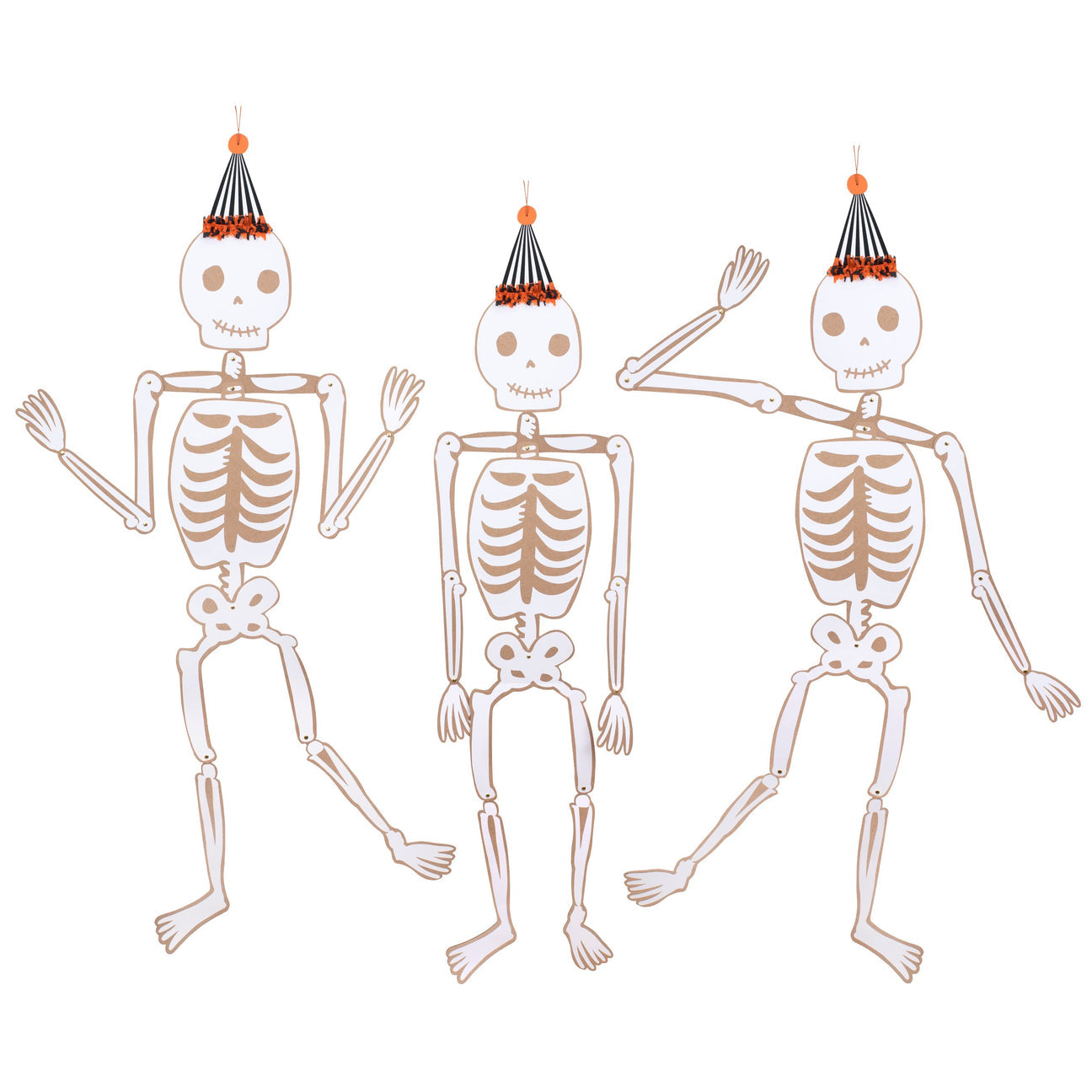 Vintage Giant Halloween Jointed Skeletons (x 3)