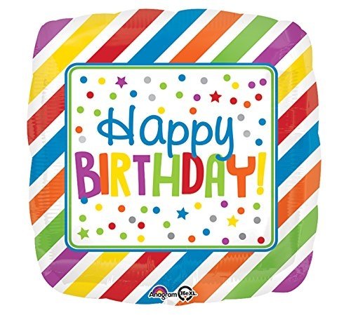 Square Stripes & Dots Happy Birthday Foil Balloon
