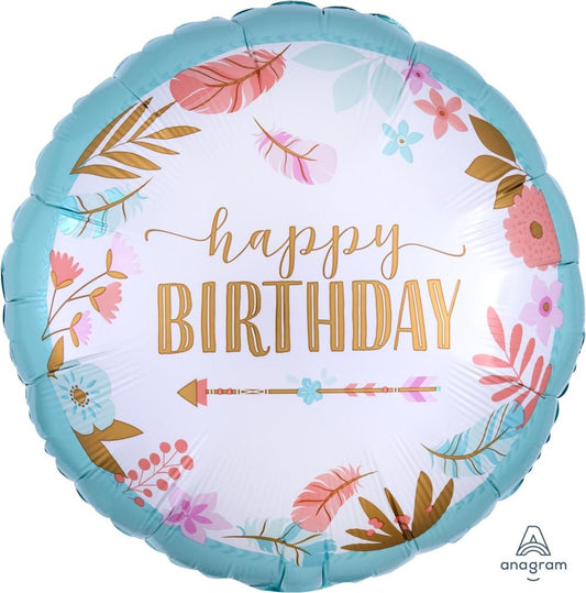 Boho Happy Birthday Foil Balloon