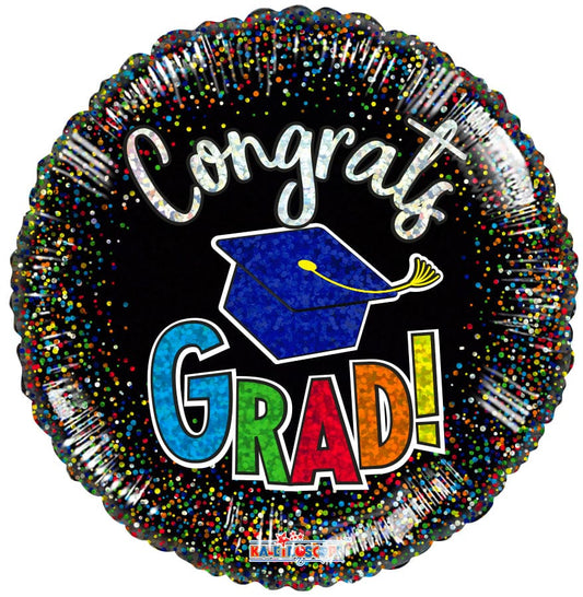 Rainbow Polka-Dot Grad Foil Balloon