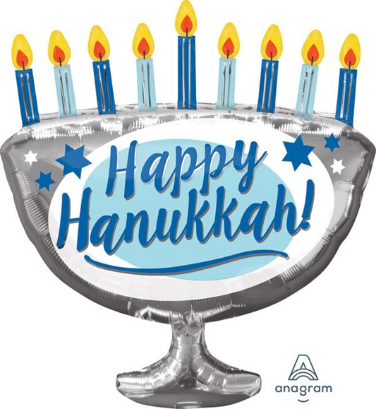 Happy Hanukkah Menorah Foil Balloon