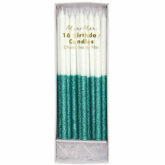 Teal Glitter Candles
