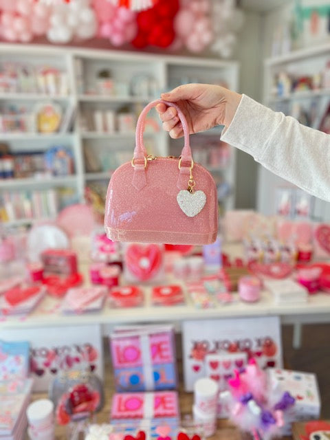 Pink Sparkle Cate Purse: Heart Charm