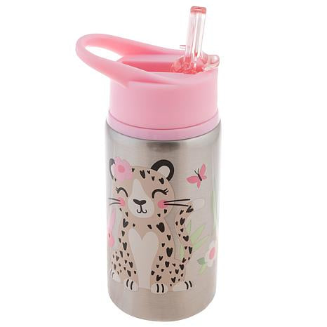 Flip Top Stainless Steel Bottle: Leopard