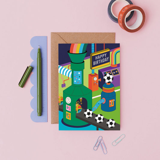 Goal Machine football Birthday Card