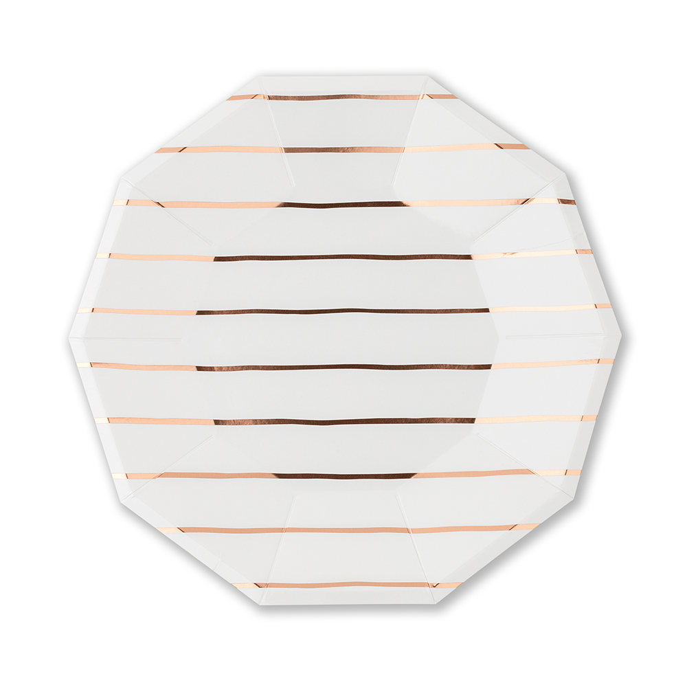 Gold Frenchie Striped Large Plates