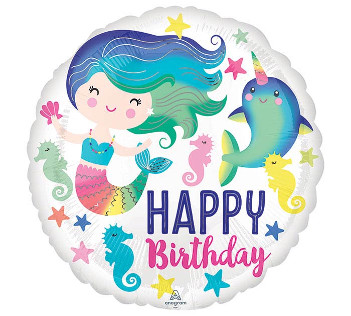 Mermaid Happy Birthday Foil Balloon