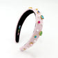 Light Pink Tweed Bejeweled Headband