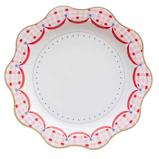 Red Gingham 4th of July Dinner Plates