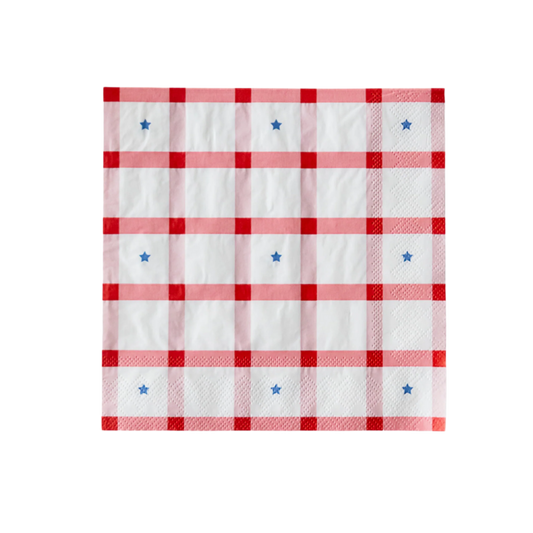 Red Gingham 4th of July Large Napkins