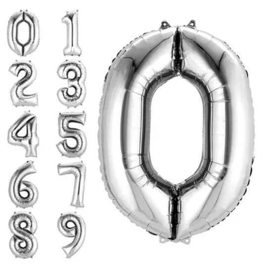 34'' Large Number Balloon - Silver