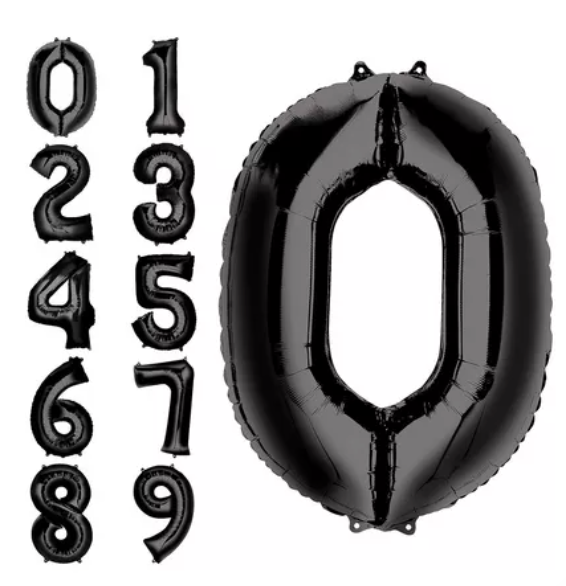 34'' Large Number Balloon - Black