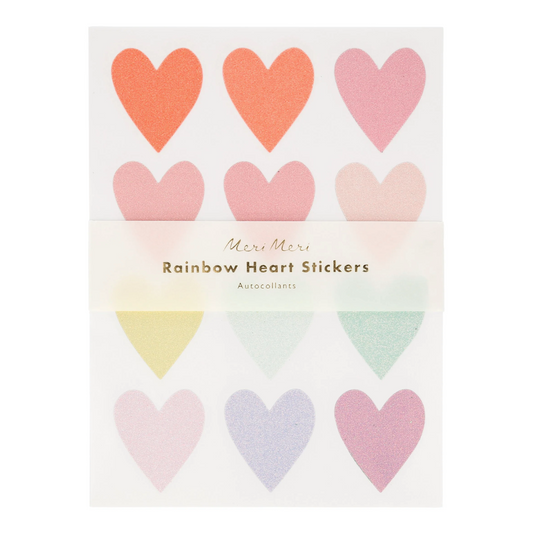 Pastel Heart Glitter Stickers