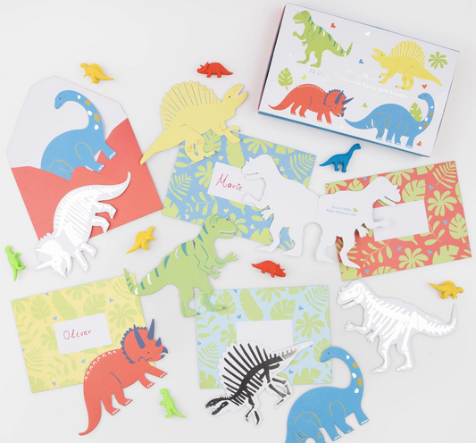 Dinosaurs Kids Valentine's Cards & Erasers Set