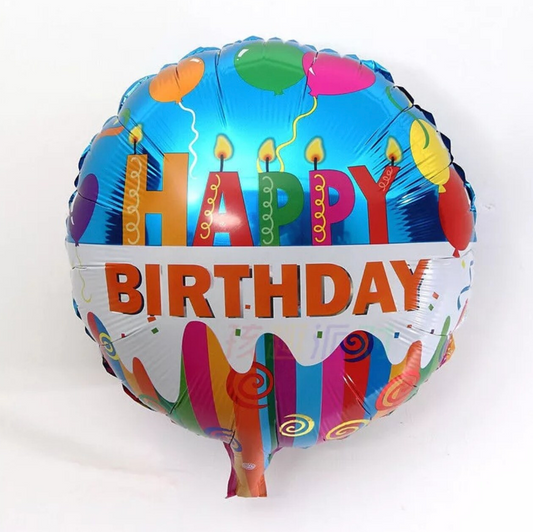 Happy Birthday Rainbow Cake Balloons and Hearts Foil Balloon