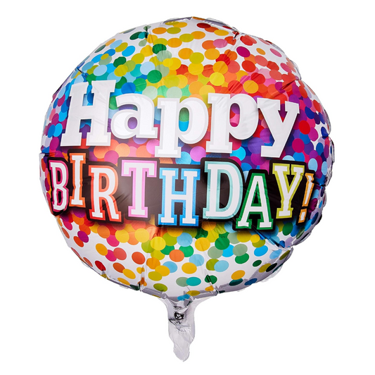 Happy Birthday Rainbow Polka Dot Foil Balloon