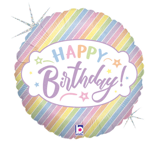 Pastel Holographic Happy Birthday Foil Balloon
