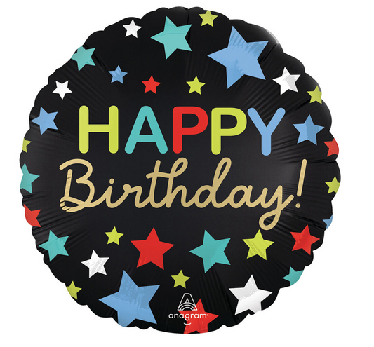 Satin Stars Happy Birthday Foil Balloon