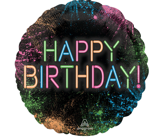 Let's Glow Crazy Happy Birthday Foil Balloon