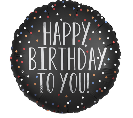 Happy Birthday Satin Dots Foil Balloon