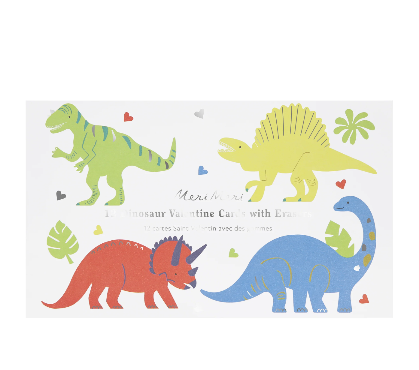 Dinosaurs Kids Valentine's Cards & Erasers Set