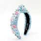 Rainbow On Blue Shimmer Knotted Headband