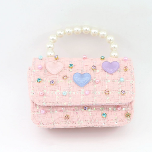 Pastel Hearts Tweed Purse