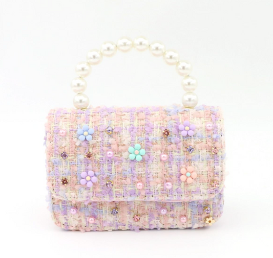 Multi Flower Tweed Purse