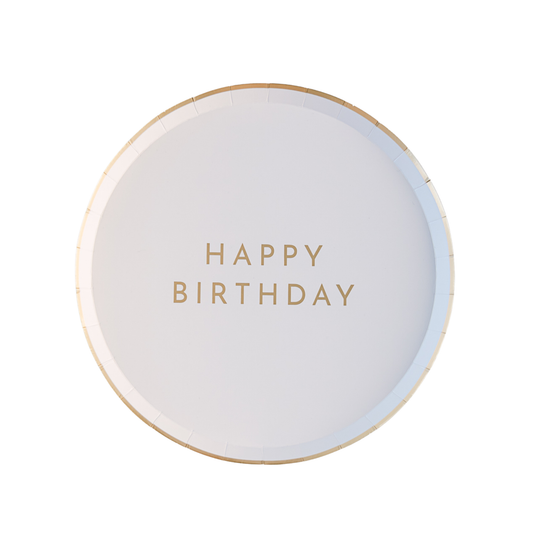 White & Gold Signature Happy Birthday Small Plates