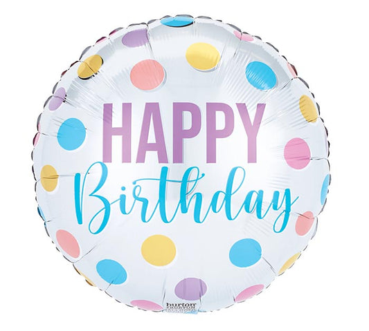 Pastel Dots Happy Birthday Foil Balloon