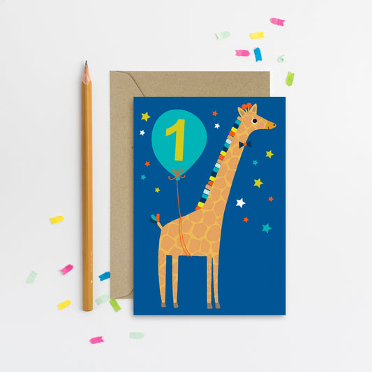 Age 1 Blue Kid's Birthday Card