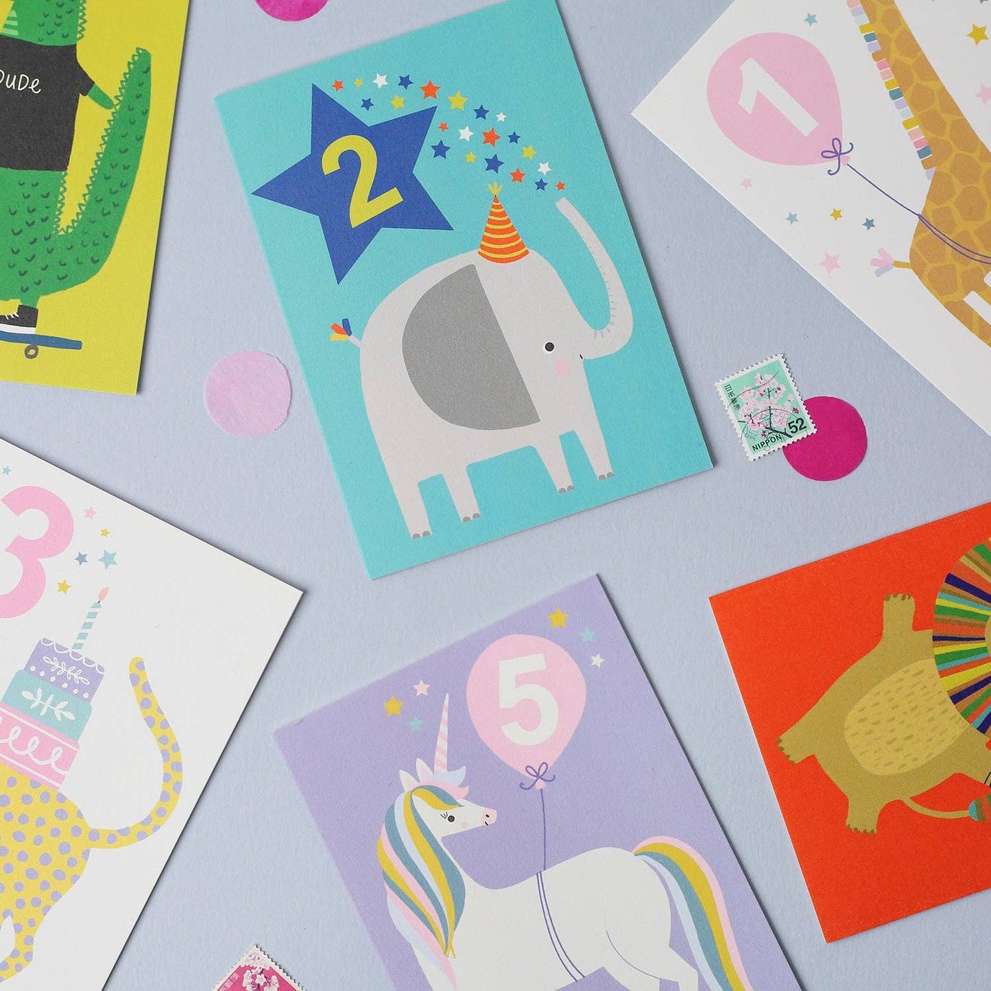 Bright Blue Elephant Toddler 2nd Birthday Card