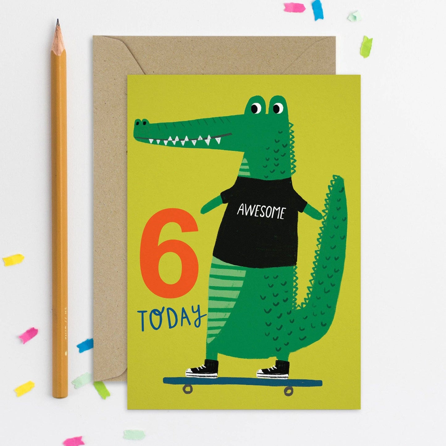 Skateboarding Croc Age 6 Birthday Card