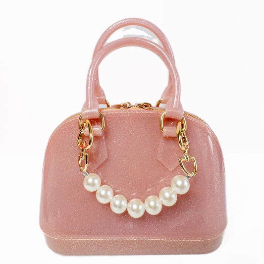 Cate Light Pink Sparkle Jelly Purse: Pearl Edition