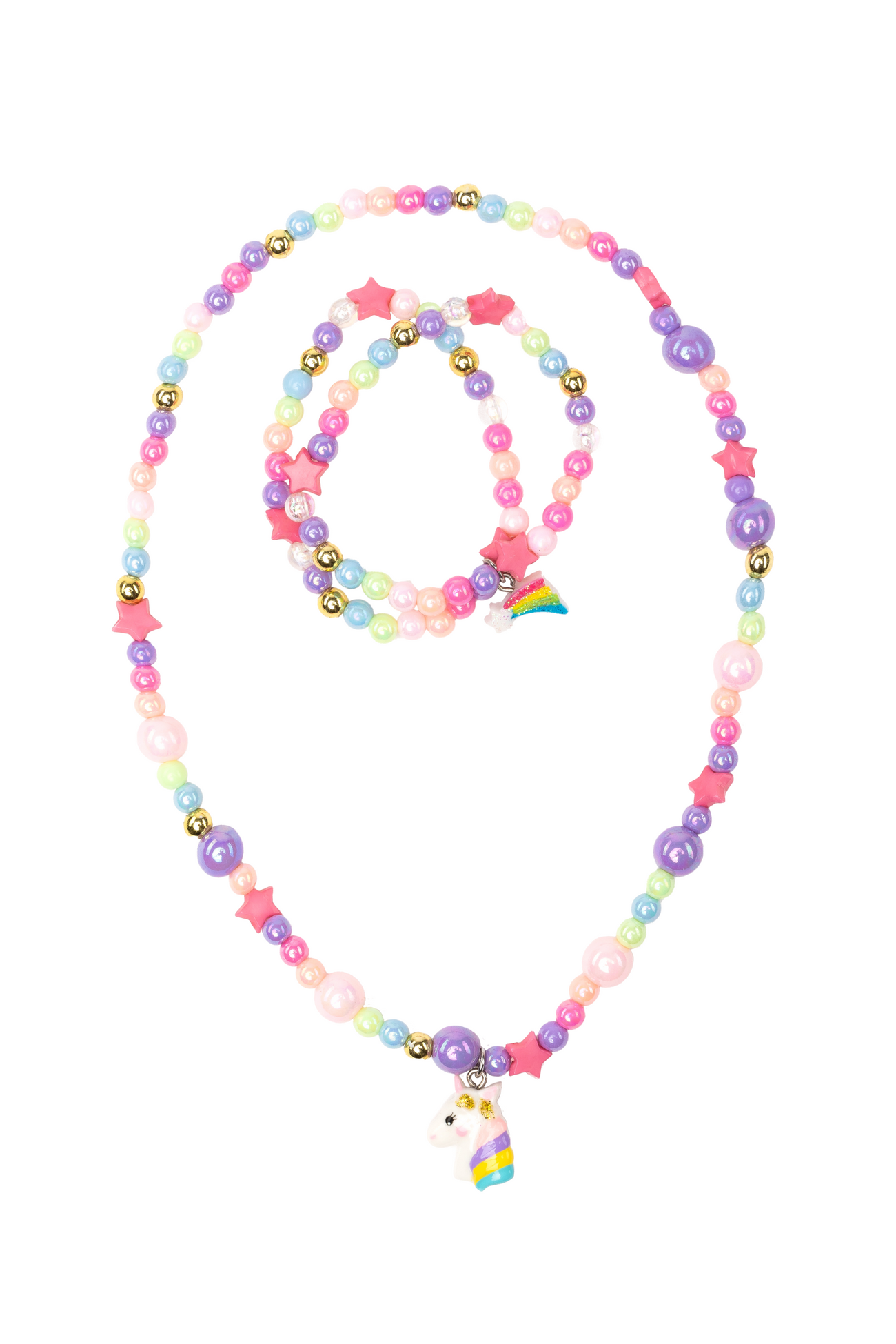 Cheerful Starry Unicorn Necklace and Bracelet Set