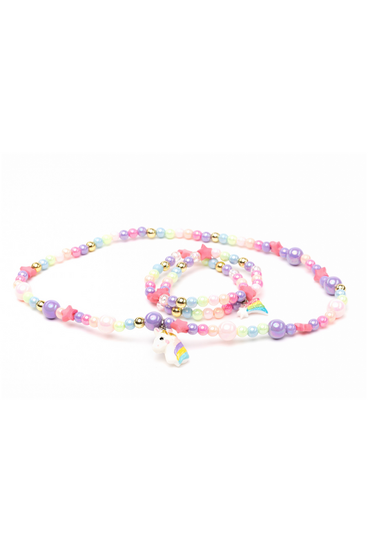 Cheerful Starry Unicorn Necklace and Bracelet Set